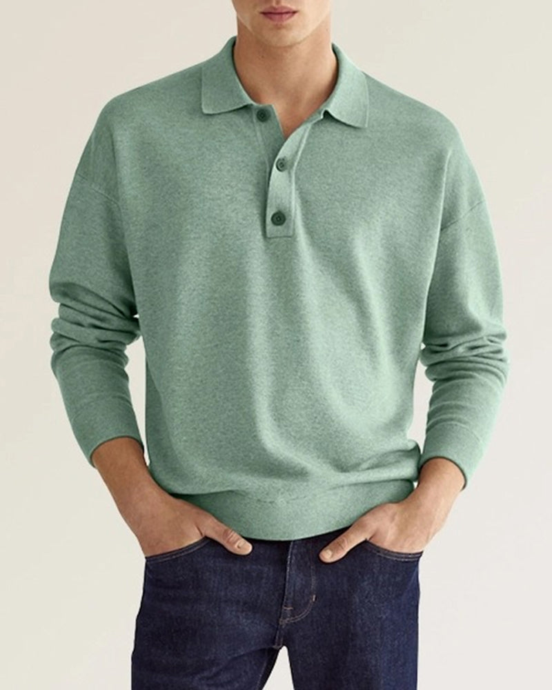 Nathan | Refined Knit Long-Sleeve Polo Shirt - Valereo