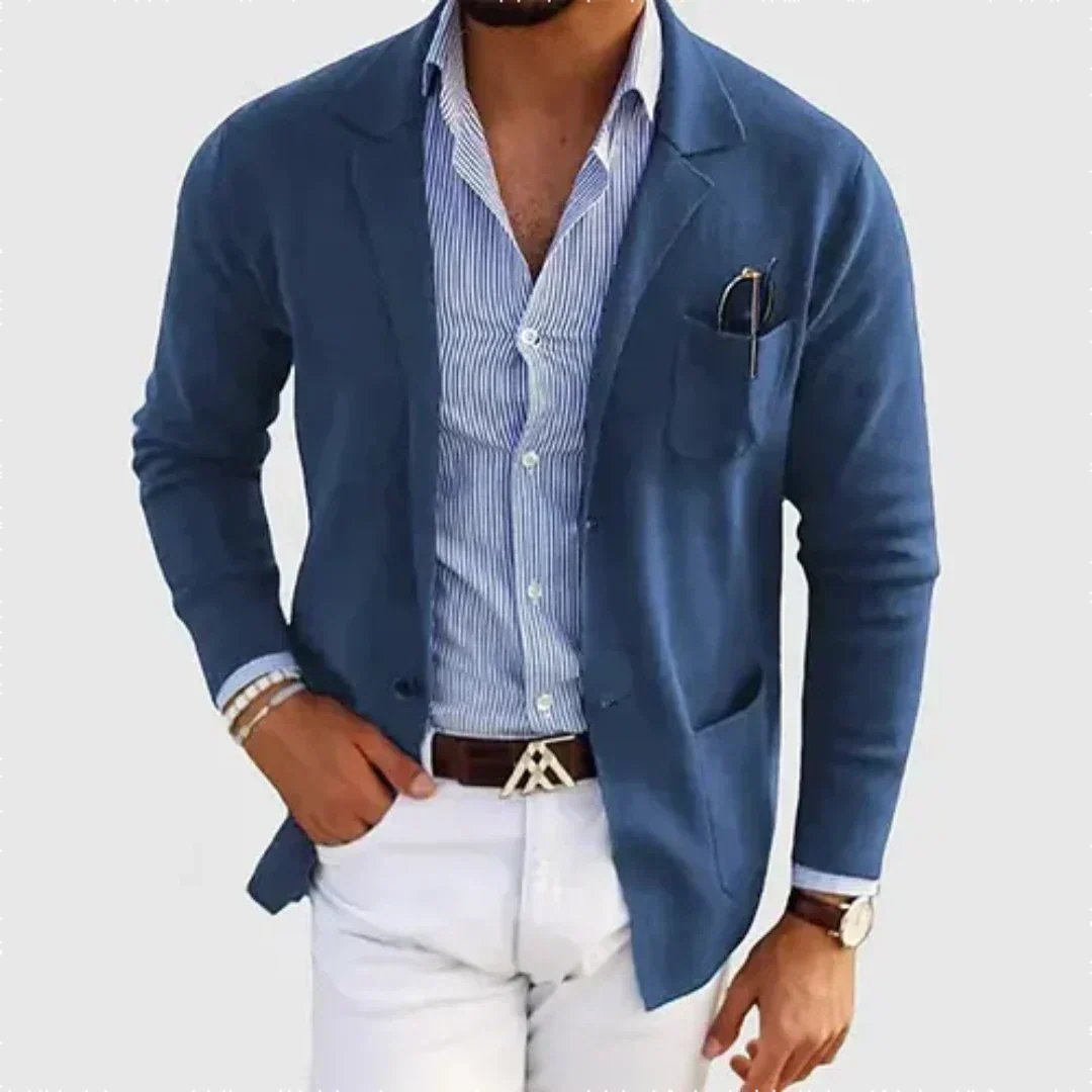 Nathan | Refined Notched Lapel Knit Cardigan - Valereo