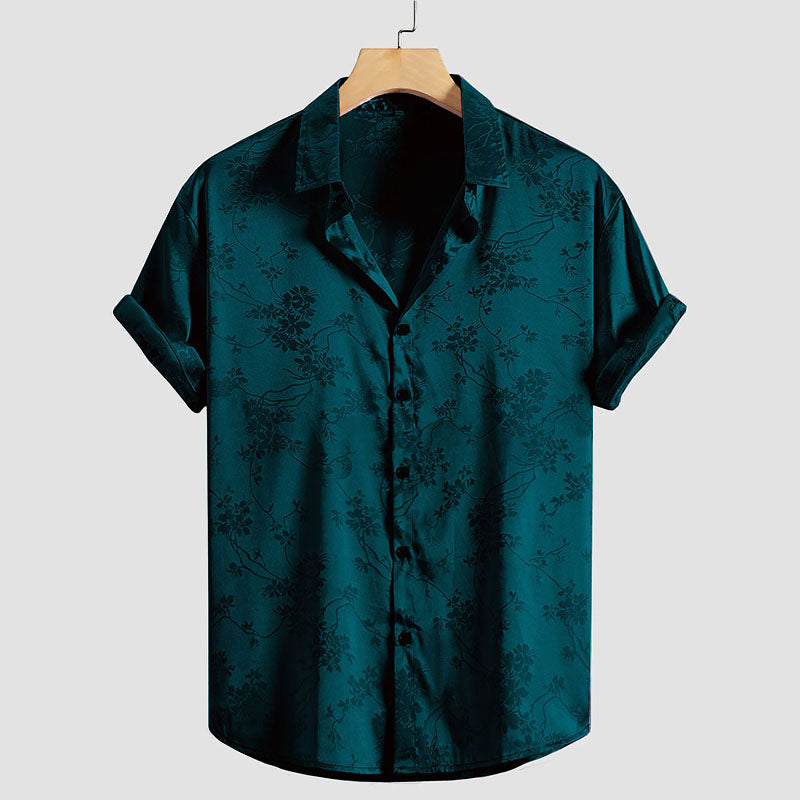 Nathan | Stylish Floral Satin Shirt - Valereo