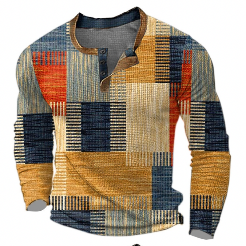 Nathan | Stylish Patchwork Henley Sweater - Valereo