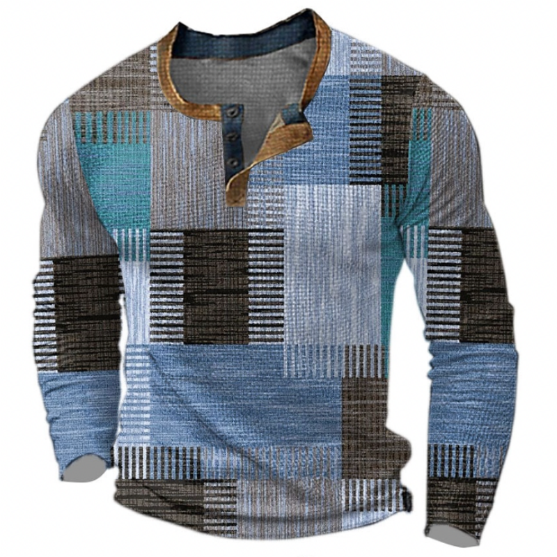 Nathan | Stylish Patchwork Henley Sweater - Valereo