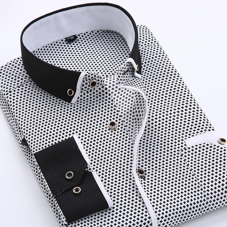Nathan | Stylish Printed Contrast-Trim Shirt - Valereo