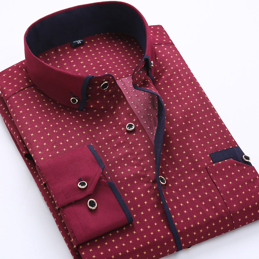 Nathan | Stylish Printed Contrast-Trim Shirt - Valereo