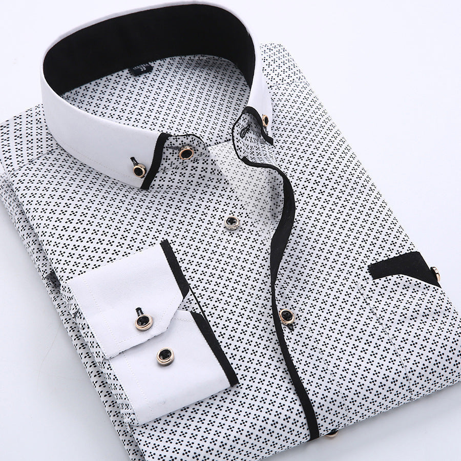 Nathan | Stylish Printed Contrast-Trim Shirt - Valereo