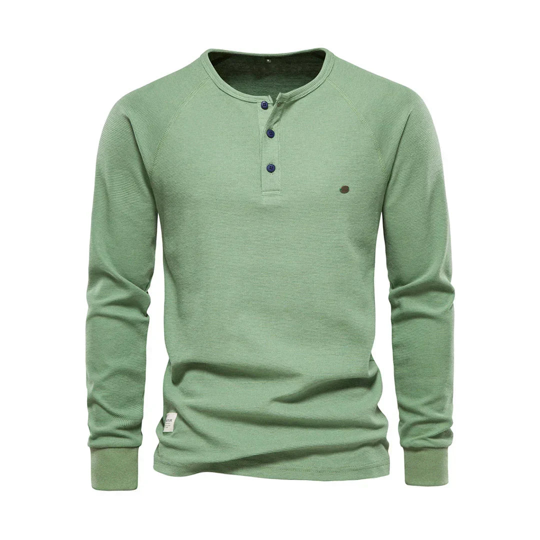 Oliver | Casual Waffle-Knit Henley Tee - Valereo