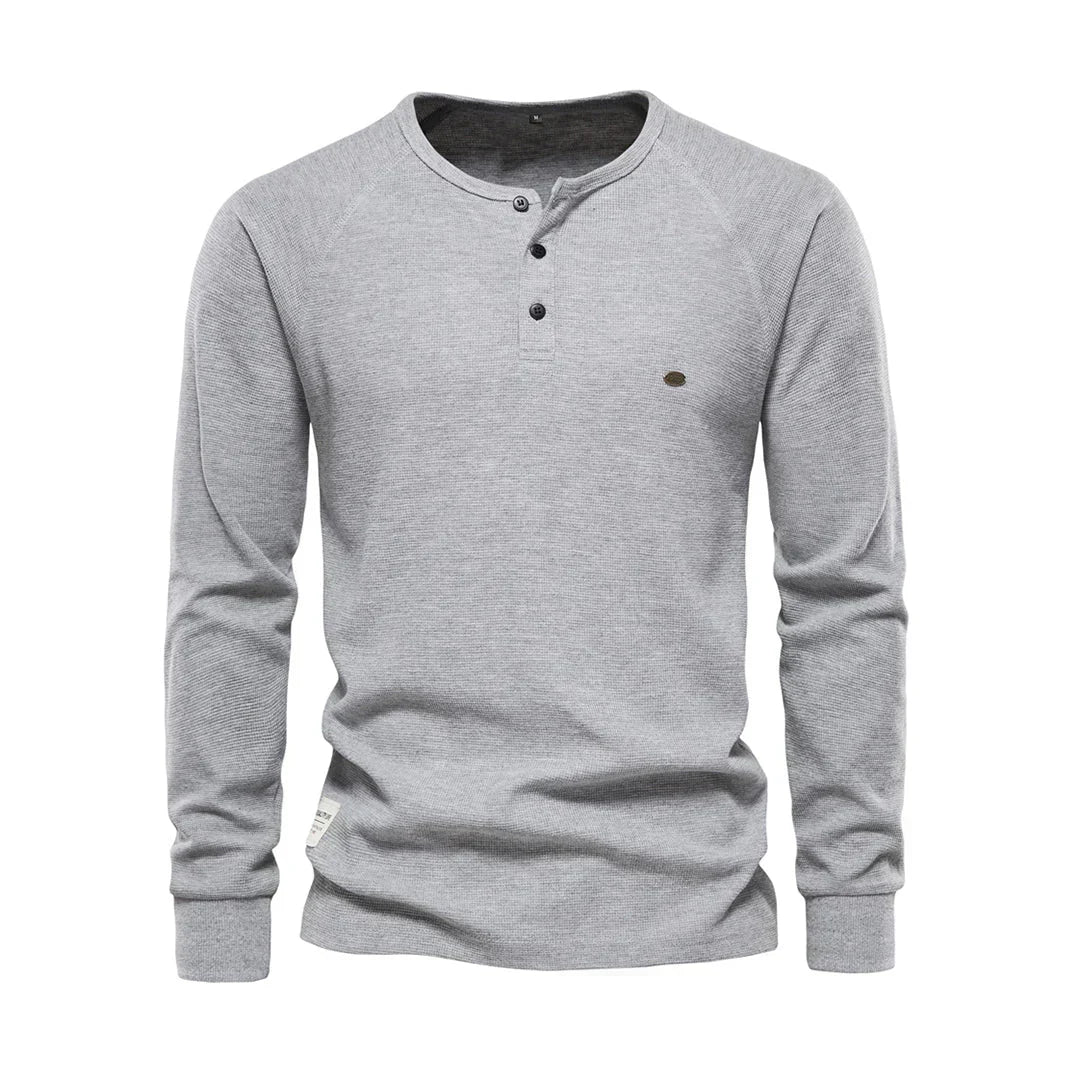 Oliver | Casual Waffle-Knit Henley Tee - Valereo