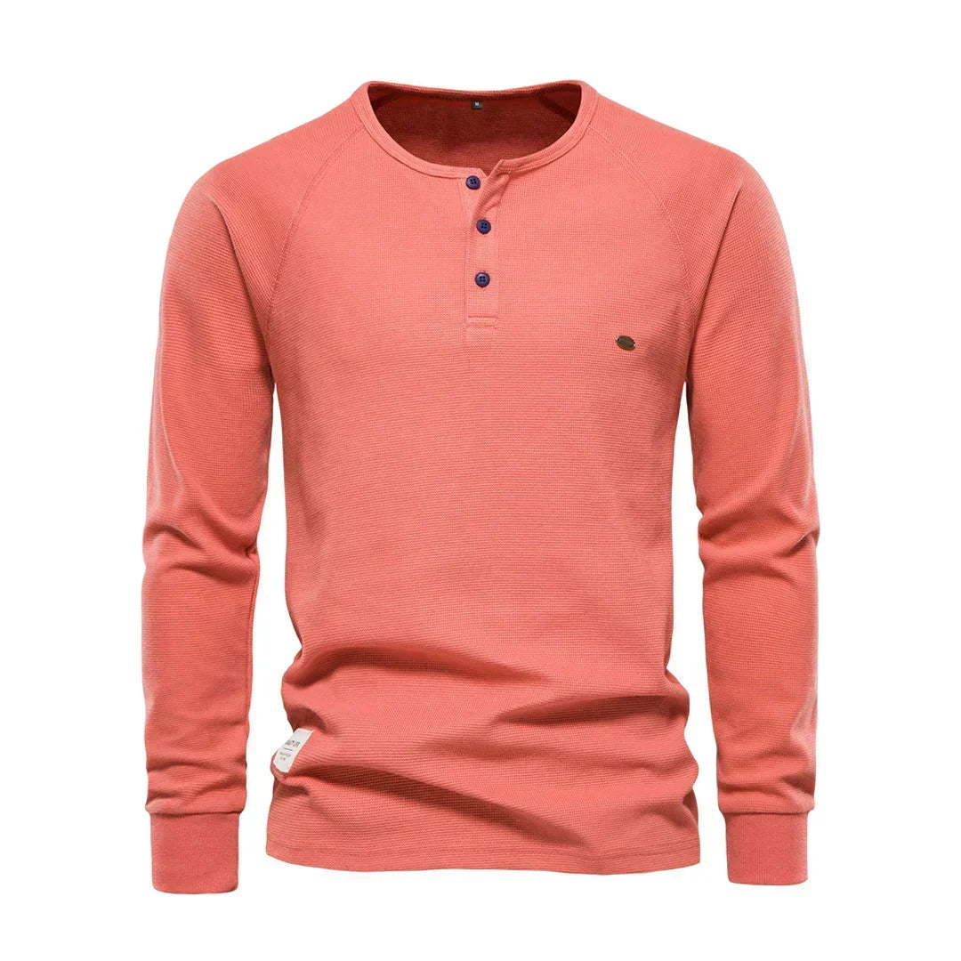 Oliver | Casual Waffle-Knit Henley Tee - Valereo