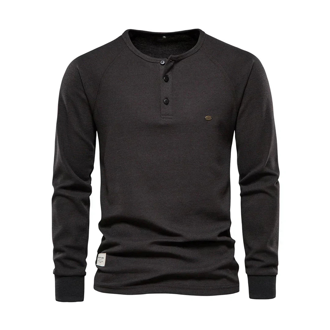 Oliver | Casual Waffle-Knit Henley Tee - Valereo