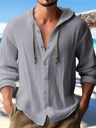 Oliver | Relaxed Linen Drawstring Hooded Shirt - Valereo