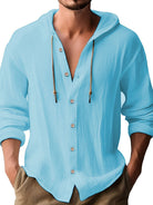 Oliver | Relaxed Linen Drawstring Hooded Shirt - Valereo