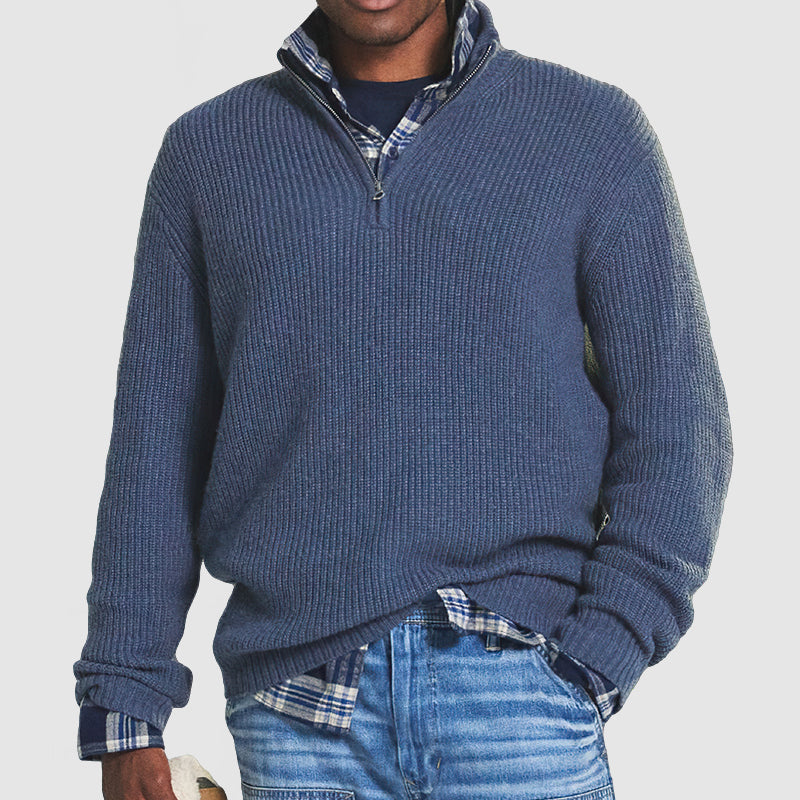 Ryan | Casual Quarter-Zip Ribbed Knit Sweater - Valereo