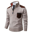 Ryan | Refined Quarter-Zip Suede-Patch Sweater - Valereo