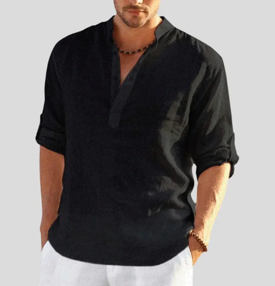 Simon | Breathable Linen Henley Shirt - Valereo