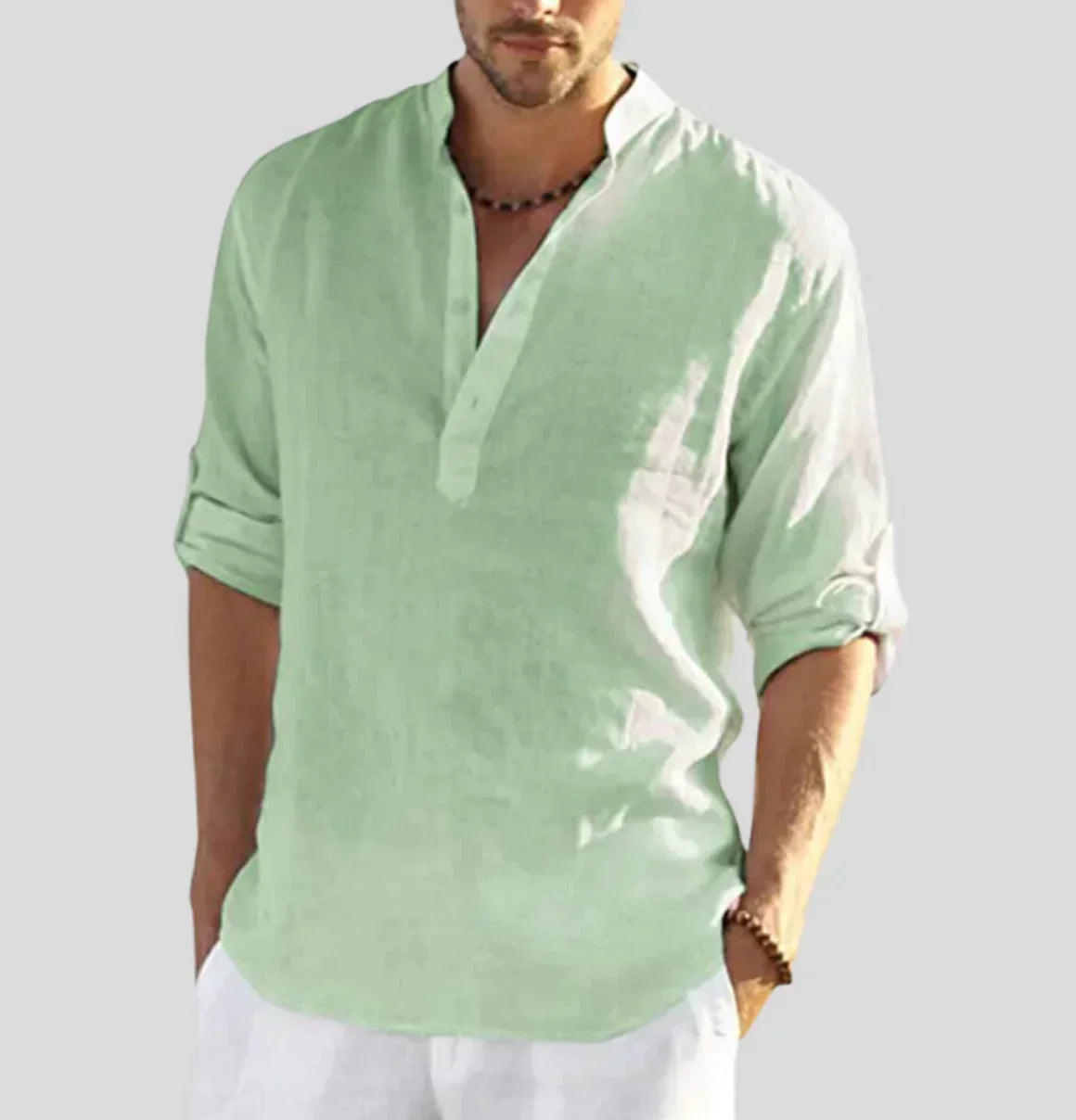 Simon | Breathable Linen Henley Shirt - Valereo