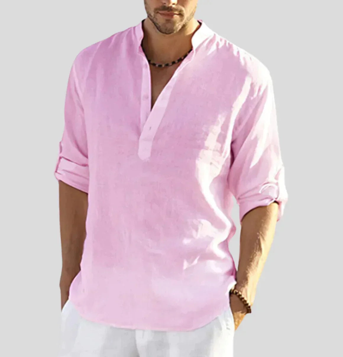 Simon | Breathable Linen Henley Shirt - Valereo