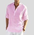 Simon | Breathable Linen Henley Shirt - Valereo
