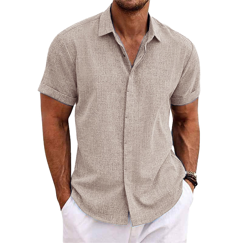 Simon | Classic Linen Short-Sleeve Shirt - Valereo