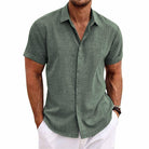Simon | Classic Linen Short-Sleeve Shirt - Valereo