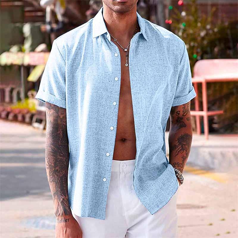 Simon | Classic Linen Short-Sleeve Shirt - Valereo