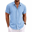 Simon | Classic Linen Short-Sleeve Shirt - Valereo