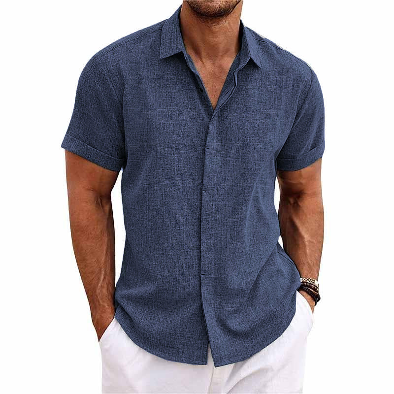 Simon | Classic Linen Short-Sleeve Shirt - Valereo
