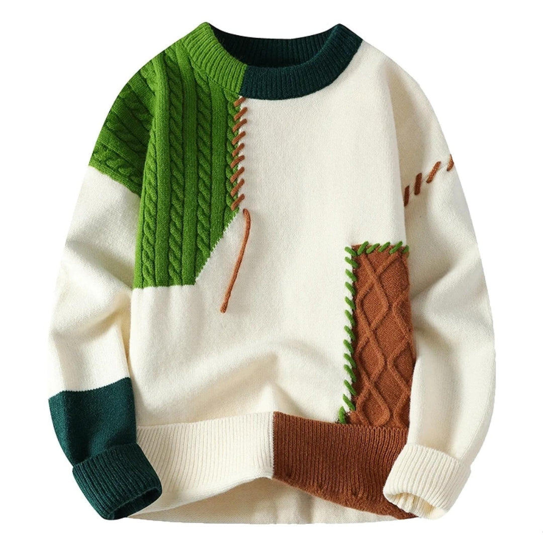 Simon | Stylish Colorblock Patchwork Sweater - Valereo