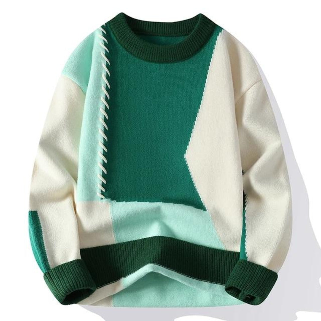 Simon | Stylish Colorblock Patchwork Sweater - Valereo