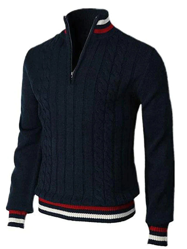 Thomas | Classic Cable Knit Quarter-Zip Sweater - Valereo