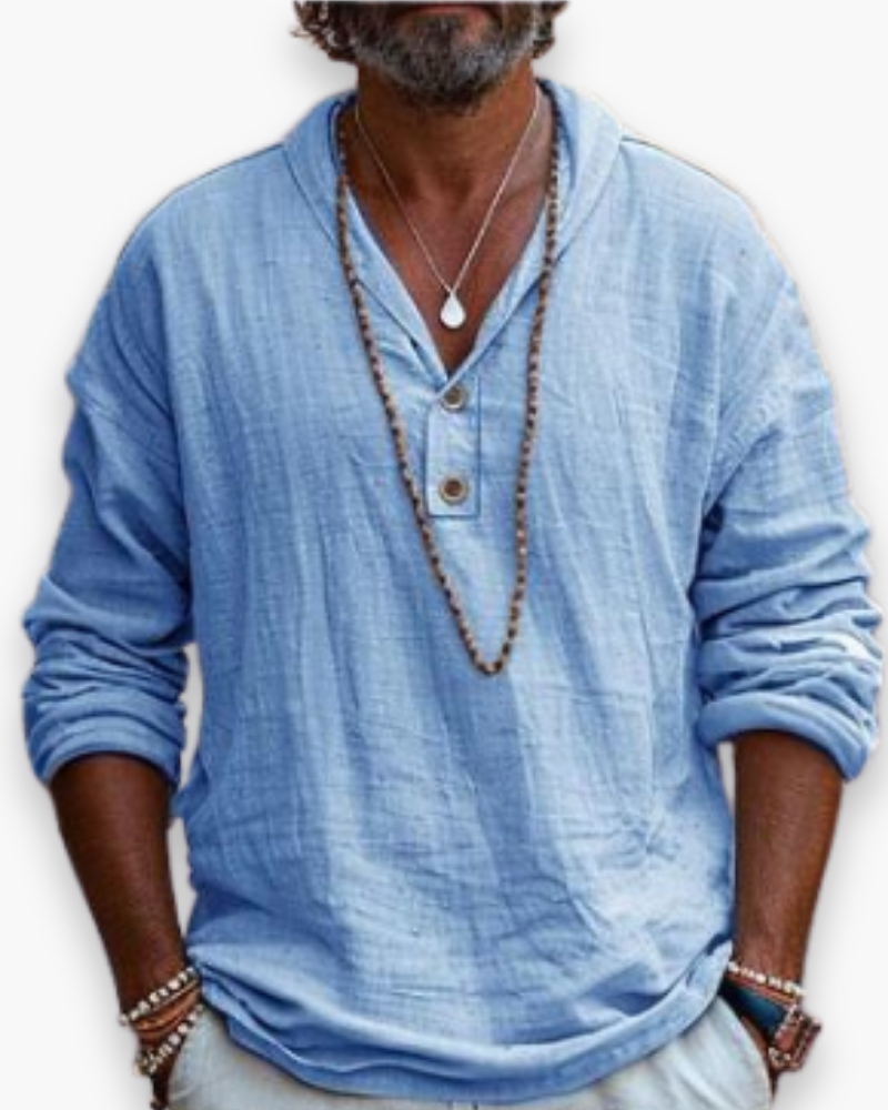 Thomas | Relaxed Linen Henley Shirt - Valereo
