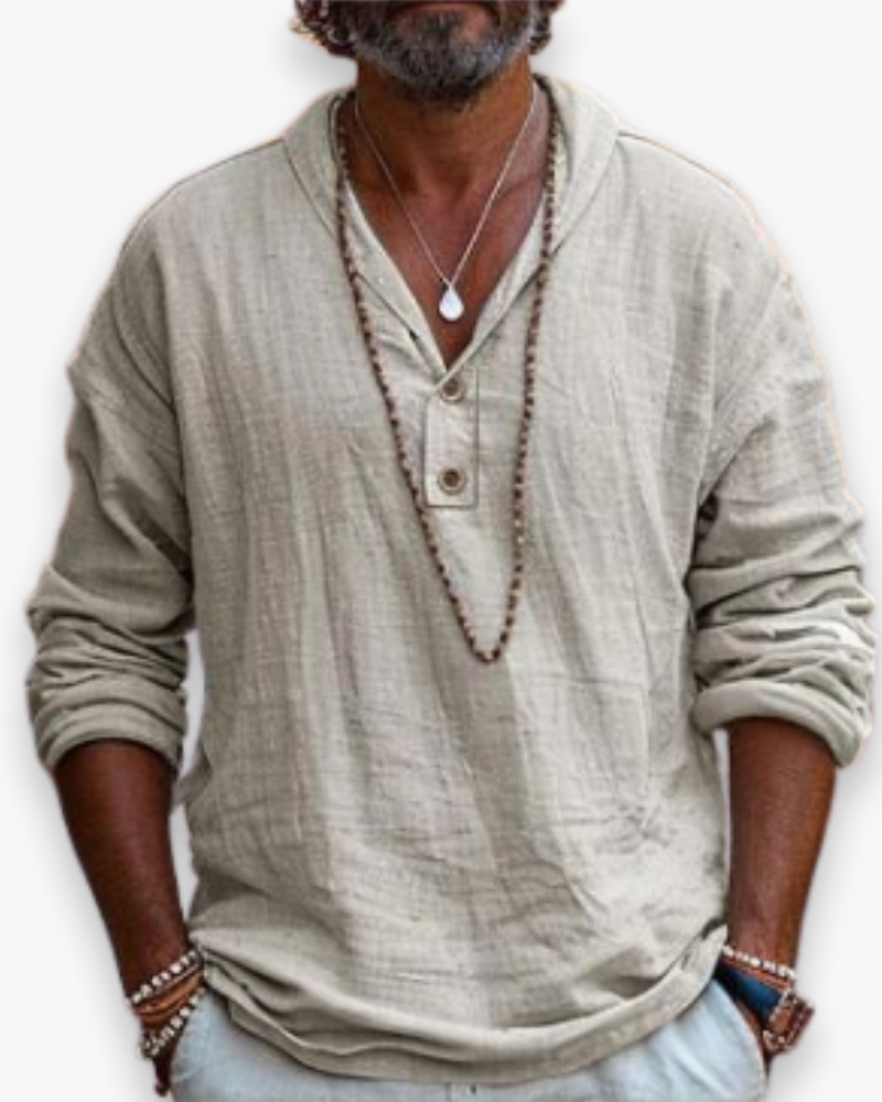 Thomas | Relaxed Linen Henley Shirt - Valereo