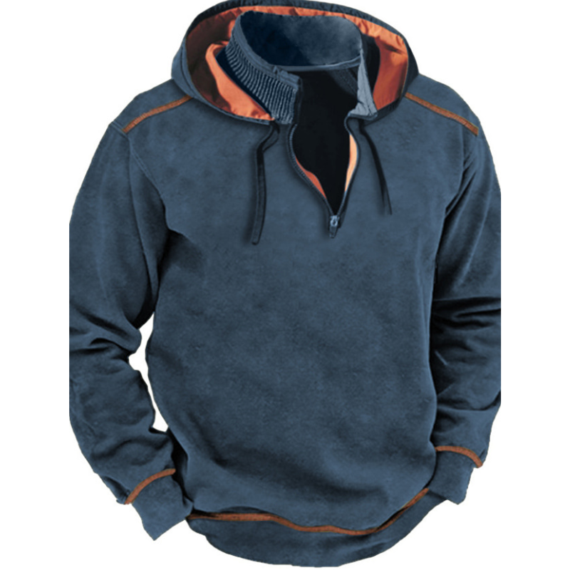 Thomas | Stylish Quarter-Zip Contrast Hoodie - Valereo