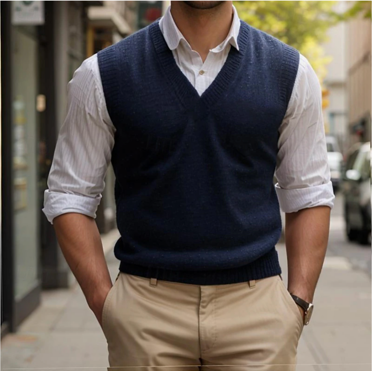 Vincent | Classic V-Neck Knit Sweater Vest - Valereo