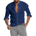 Vincent | Relaxed Linen Band-Collar Shirt - Valereo