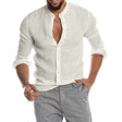 Vincent | Relaxed Linen Band-Collar Shirt - Valereo