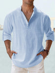 Vincent | Relaxed Linen Henley Shirt - Valereo
