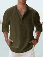 Vincent | Relaxed Linen Henley Shirt - Valereo
