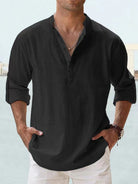 Vincent | Relaxed Linen Henley Shirt - Valereo