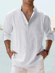 Vincent | Relaxed Linen Henley Shirt - Valereo