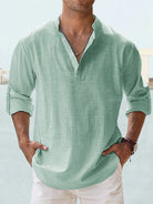 Vincent | Relaxed Linen Henley Shirt - Valereo