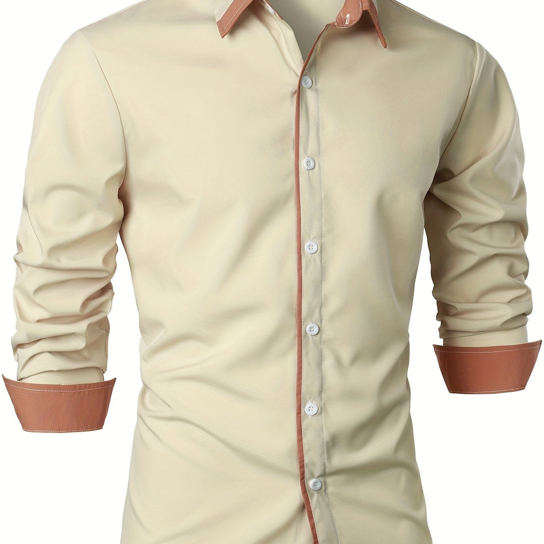 Vincent | Stylish Contrast-Collar Button-Up Shirt - Valereo