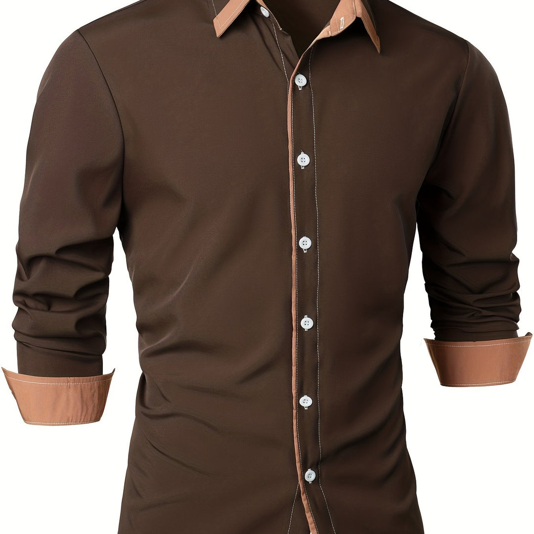 Vincent | Stylish Contrast-Collar Button-Up Shirt - Valereo