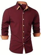 Vincent | Stylish Contrast-Collar Button-Up Shirt - Valereo